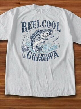 Gildan White Fishing Grandpa Graphic Tee